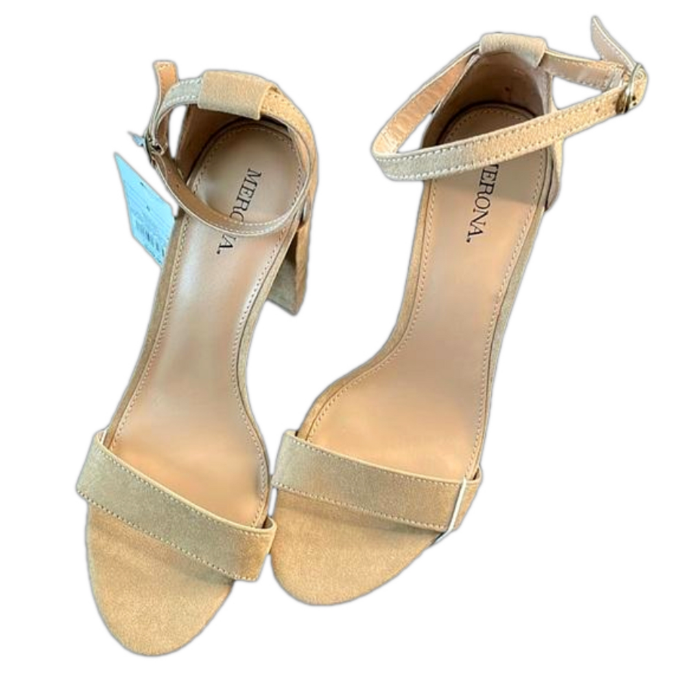 MERONA Lulu Block Heel Pumps, Womenβs 8, Taupe Tan
